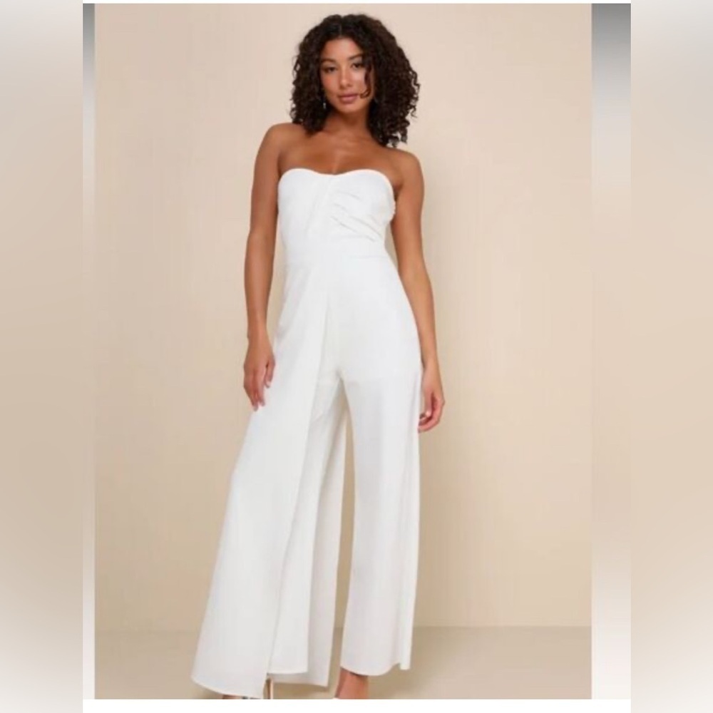 New Lulu's Chic White Strapless Jumpsuit